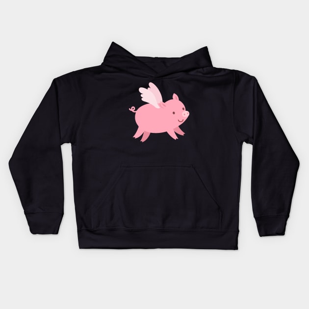 Flying Pig Kids Hoodie by paola.illustrations